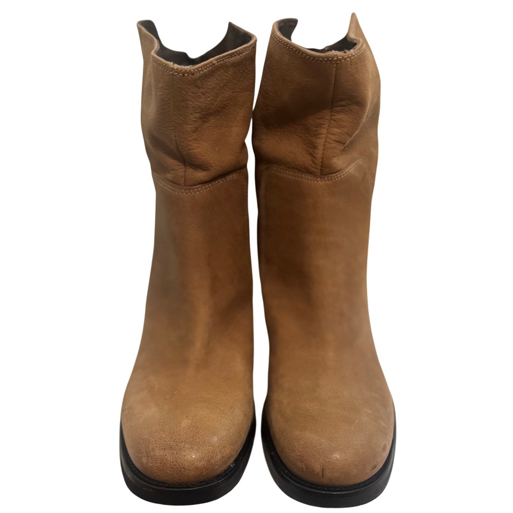 Lavorazione Artigiana Leather Ankle Boots Rear Zip Tan Women Size 36 US 6